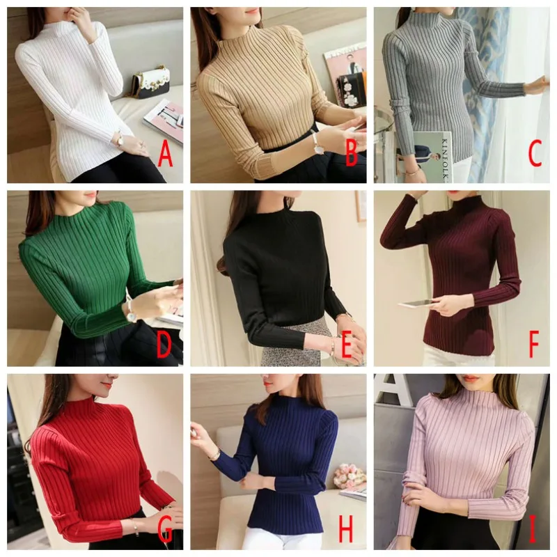 

Women Slim Knit Basic Tops Autumn Winter Sweater Women Long Sleeve Pullover