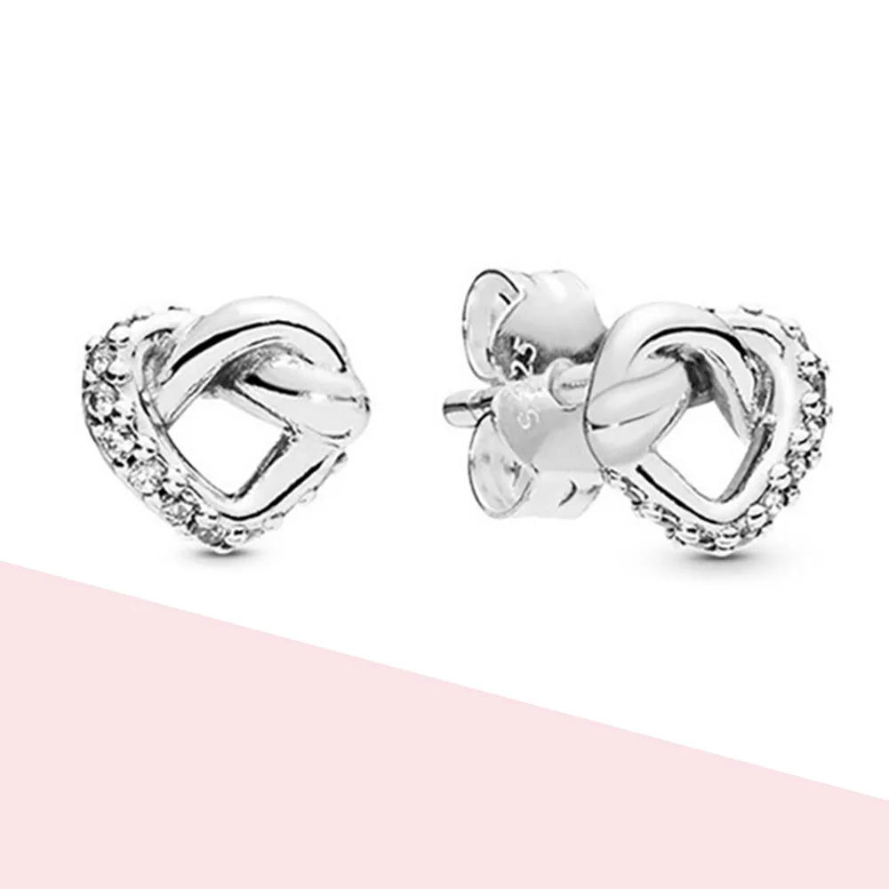 

925 серьги Оригинальный узлом в виде сердечек эмоциональные связи, серьги для женщин, серьги серебристого цвета; Бижутерия серьги 2021 тенденц...