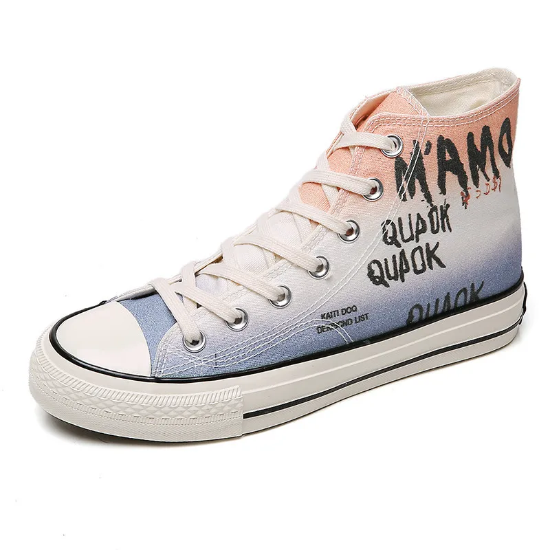 

Canvas Shoes Men Graffiti 3 D Print High Shoes Men's 2020 Spring New Men's Shoes Black Shoes Sneakers for Men Casual