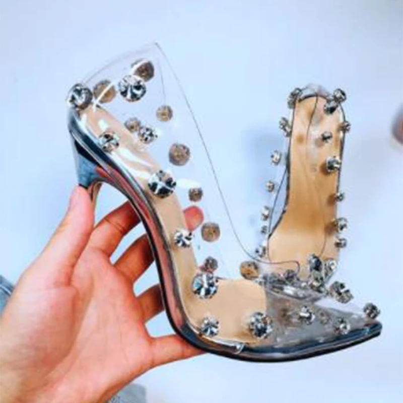Шлепанцы женские на высоком каблуке с блестками | Обувь