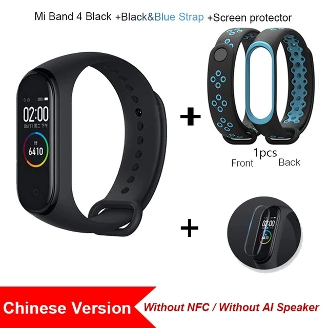 CN BlackBlue Strap Xiaomi mi Band 4 глобальная Версия смарт-браслет mi band 4 браслет сердечного ритма фитнес цветной экран Bluetooth 5,0 китайская версия - Цвет: CN BlackBlue Strap