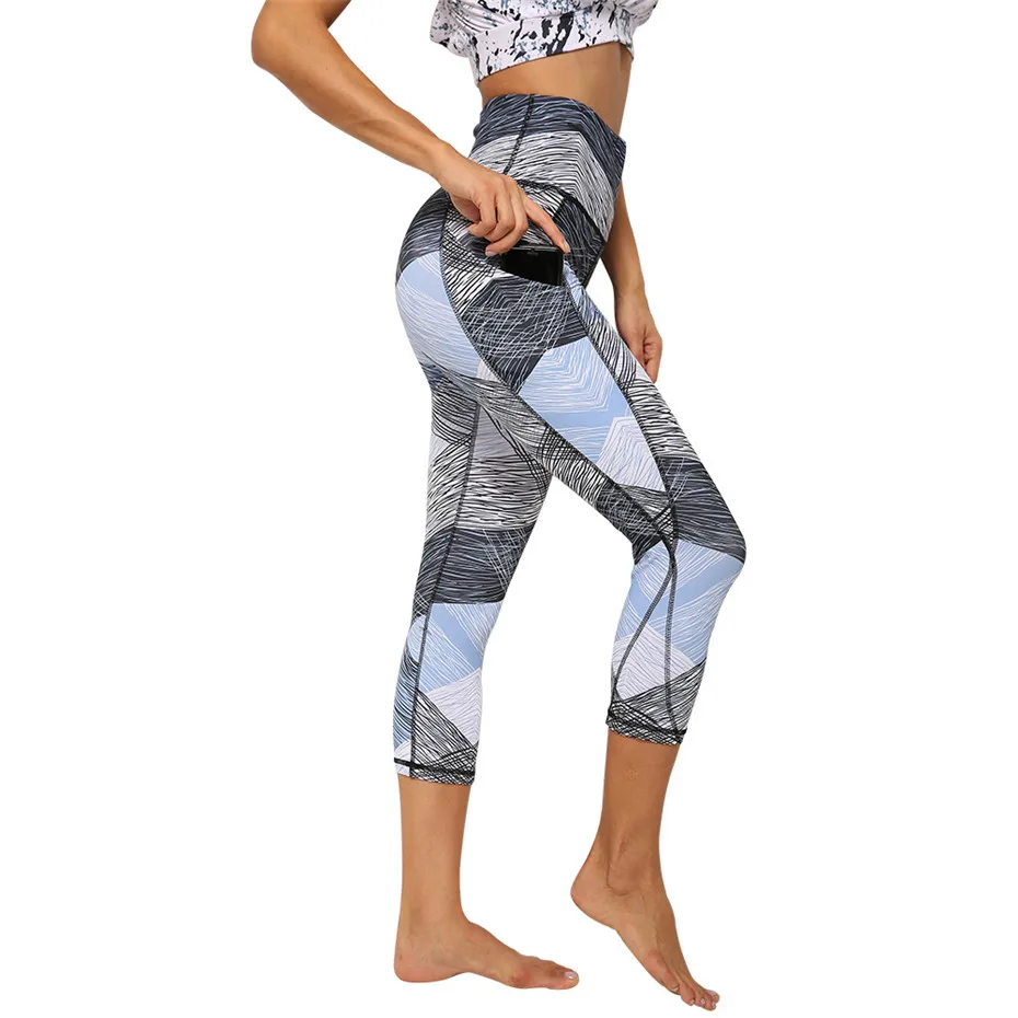Новинка леггинсы для спорта фитнеса Для женщин 2019 принт Высокая Талия Леггинсы