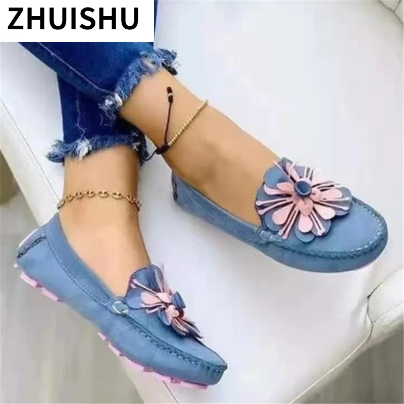 

2021 Summer Women's Flats Fashion Flowers Women's Colorful Flat Low Heel Slip-on Casual Sandals Classic All-match Loafers Shoes