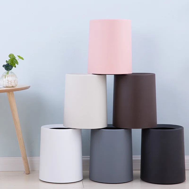 

Nordic Plastic Matte Trash Can 8L/12L Garbage Dust Bin Storage Bucket Paper Basket Home Office Waste Bin Without Lid Trash Bin