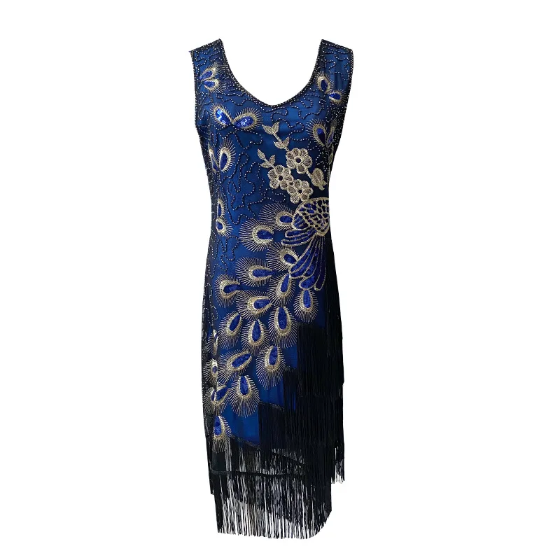 Женское платье 1920-х годов в стиле Чарльстон винтажный костюм с блестками и