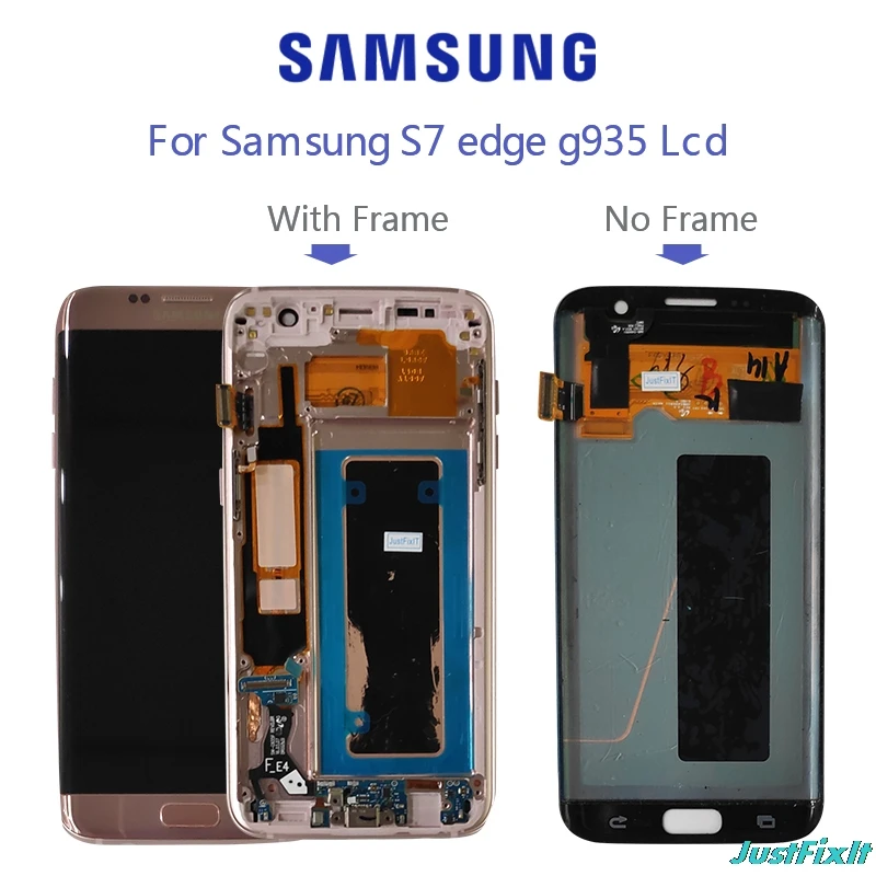 G935F большой сжигаемый теневой ЖК-дисплей для samsung Galaxy S7 edge G935F ЖК-дисплей с сенсорным экраном дигитайзер 5,5''