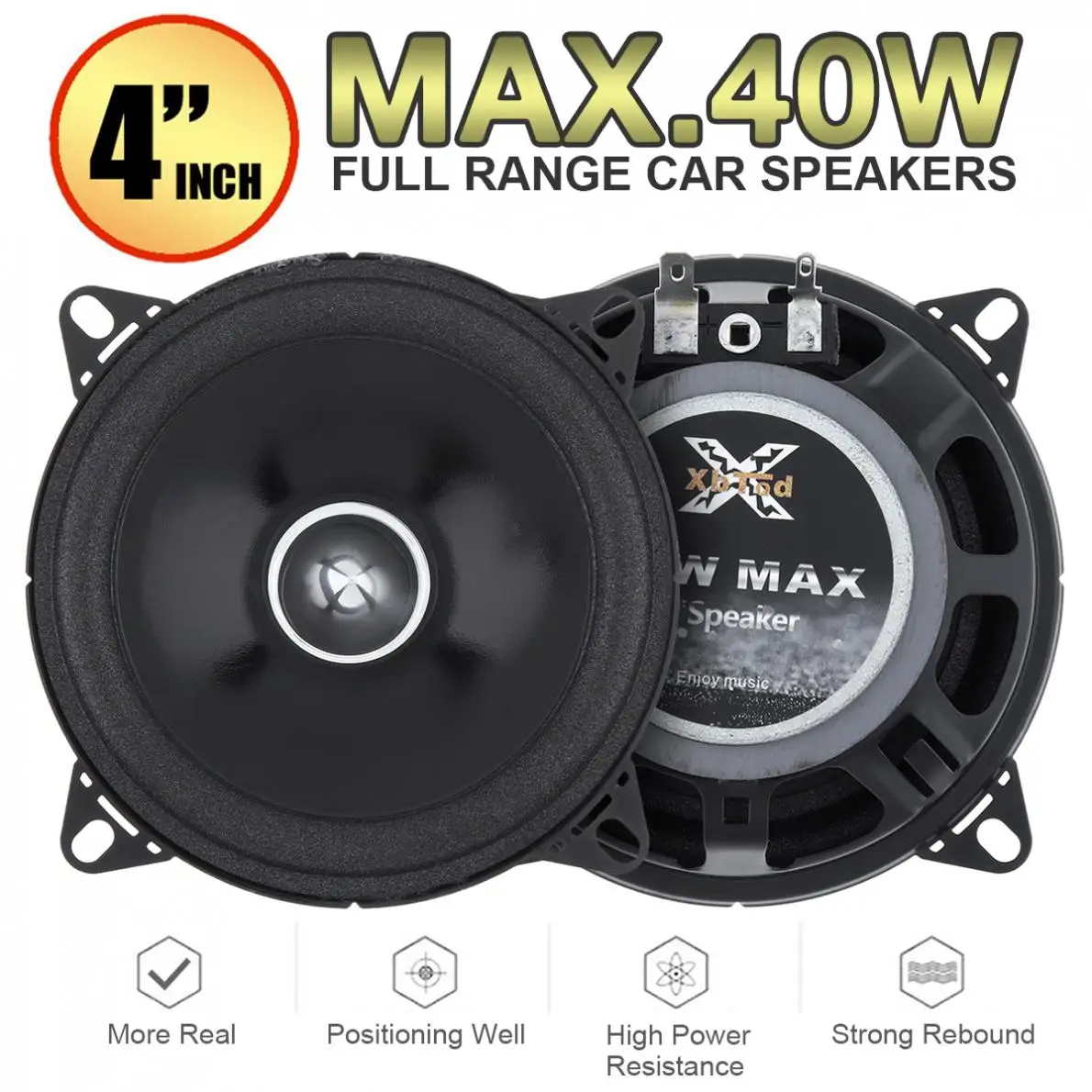 

2pcs 4 Inch 40W Full Range Frequency Car Audio Speaker Heavy Mid-bass Ultra-thin Modified Speaker Non-destructive Installation