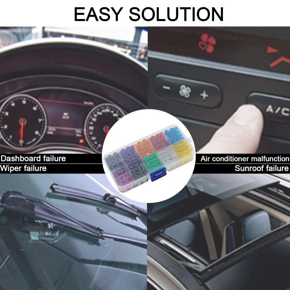 

Auto Car Fuse Box Medium/Mini 2A 3A 5A 7.5A 10A 15A 20A 25A 30A 35A Amp with Box Clip Assortment Auto Blade Type Fuse Set Truck