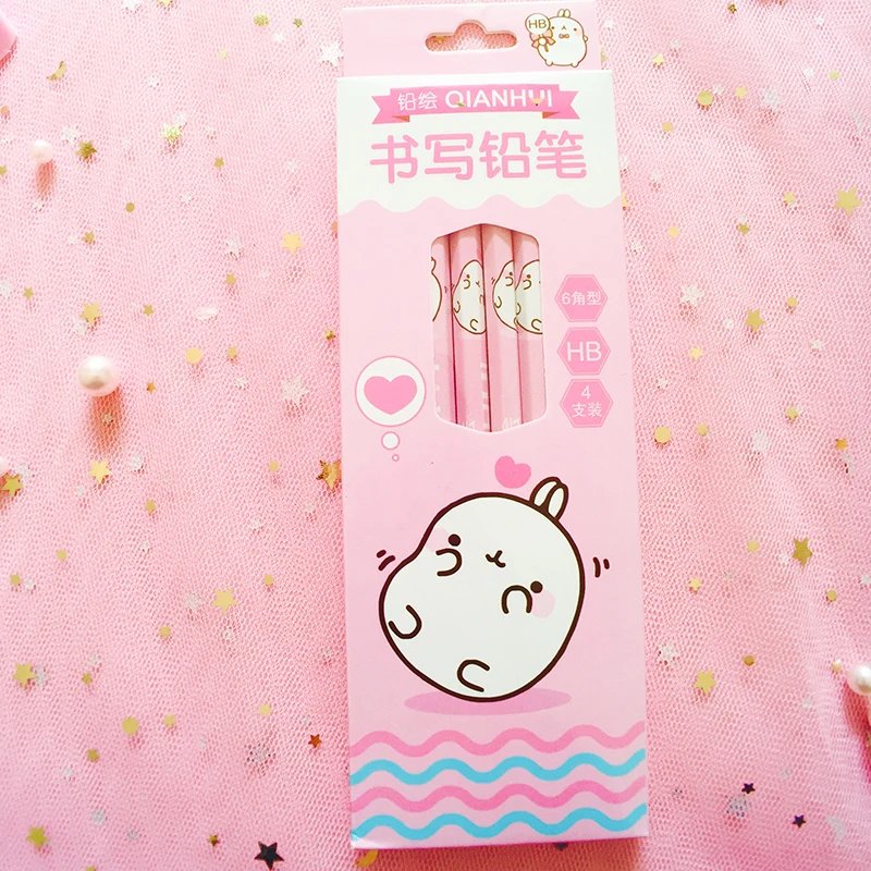60 шт Kawaii деревянные карандаши набор милый кролик шестиугольные для школьных