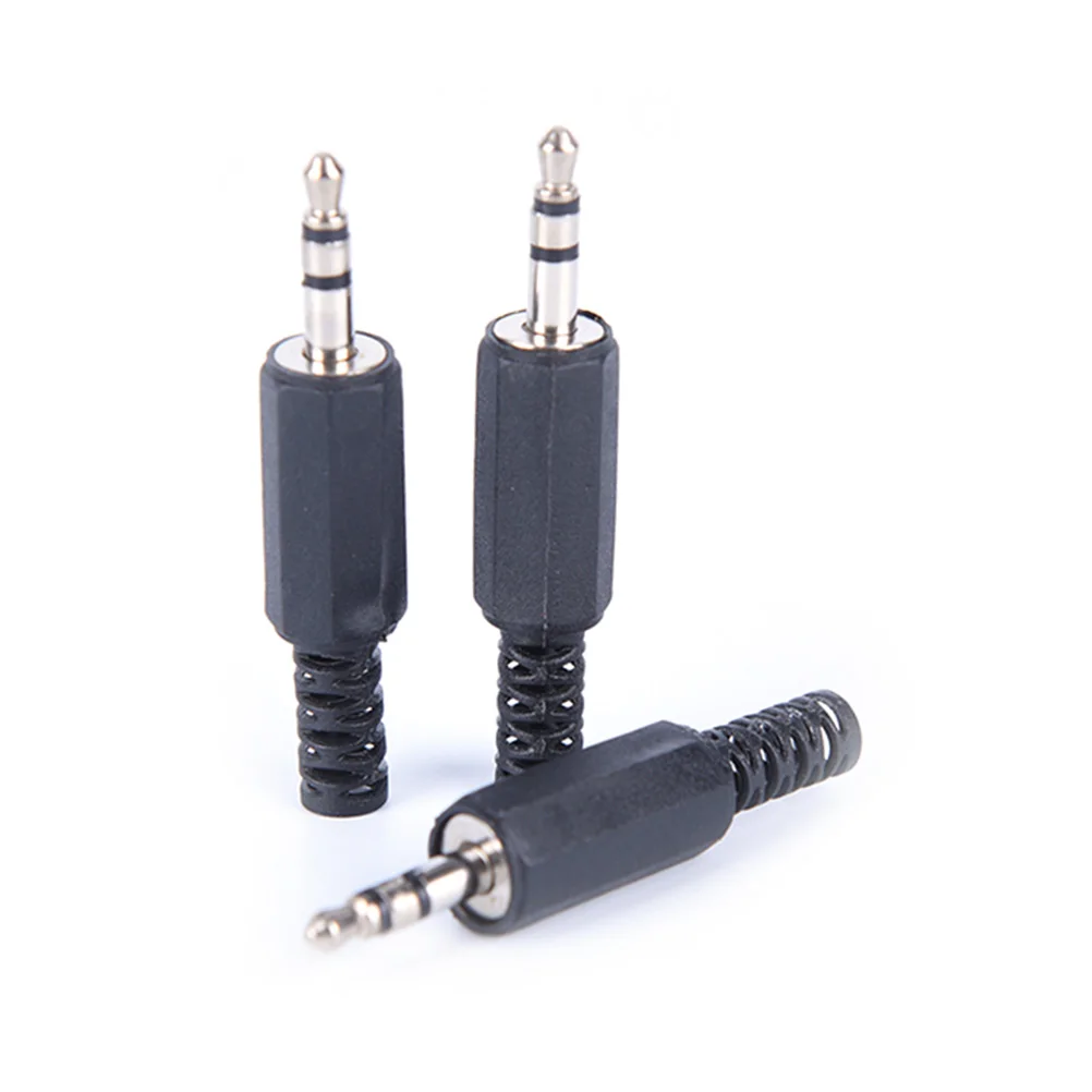 

10Pcs/Lot Black Plastic Pure Copper Conductor Housing Audio Jack Plug Headphone Stereo 3.5mm Male Adapter