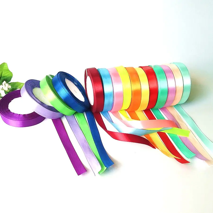 (25 ярдов/рулон) 6 мм ленты многоцветные однотонные атласные Свадебная