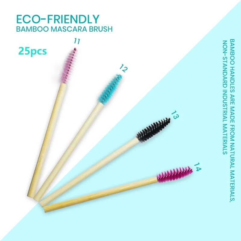 Бамбуковая ручка для ресниц 25 шт. палочка макияжа щеточка наращивания тушь