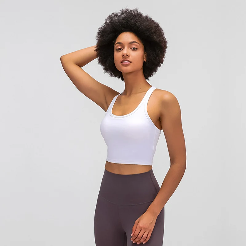 

Women Yoga Vest Chest Pads Sports Bra Crop Tops Breathable Underwear Outdoor Active Bras Push Up Shockproof Gym Fitness Bras
