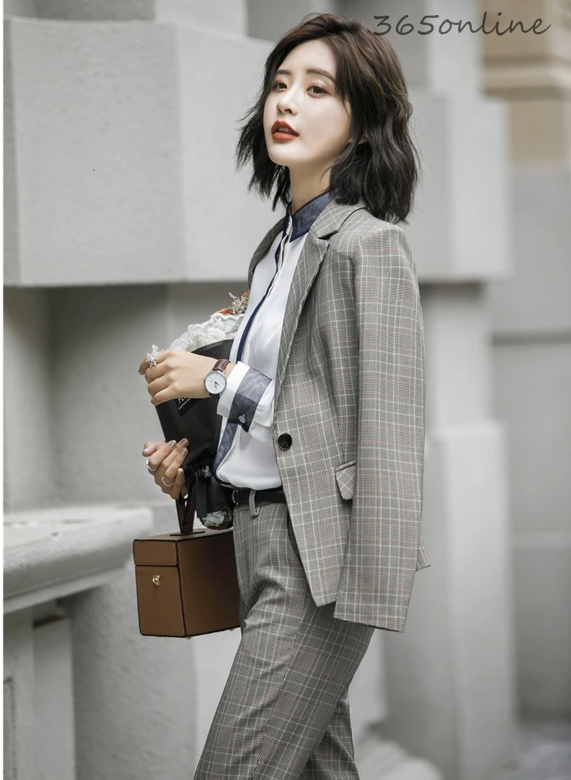 Высококачественный тканевый модный клетчатый осенне-зимний женский офисный
