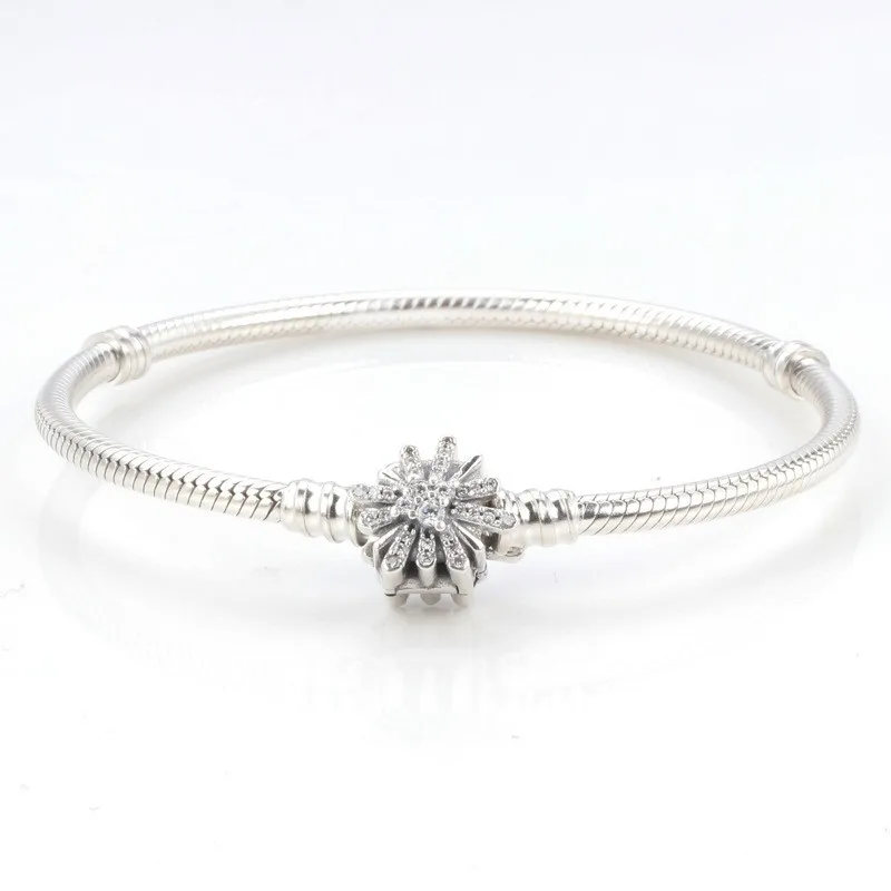 

Original 925 брелок Silver Pan Bracelet New Christmas Snowflake Button Pan Bracelet Fit European Charm Bracelets Women Jewelry
