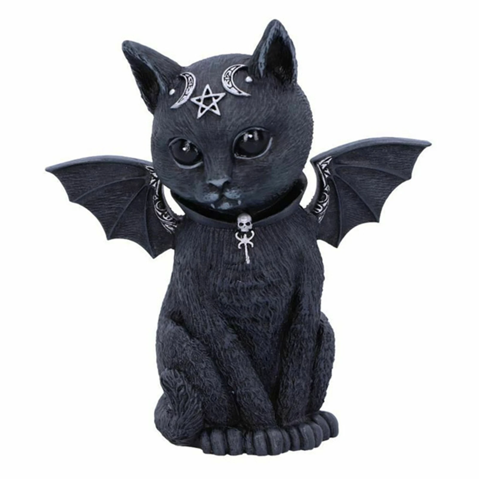 

Garden Kitten Statue Figurine Magic Cat Resin Crafts Animal Decorations Witch Cat Sculpture Pug Cat Resin Outdoor Decor