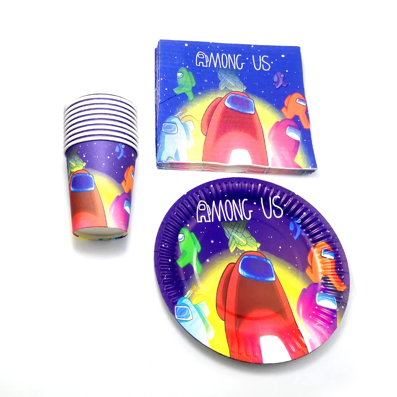 

Baby Shower Decoration Cups Plates Kids Boys Favors Among Us Theme Dishes Glass Happy Birthday Events Party Napkins 60pcs/lot