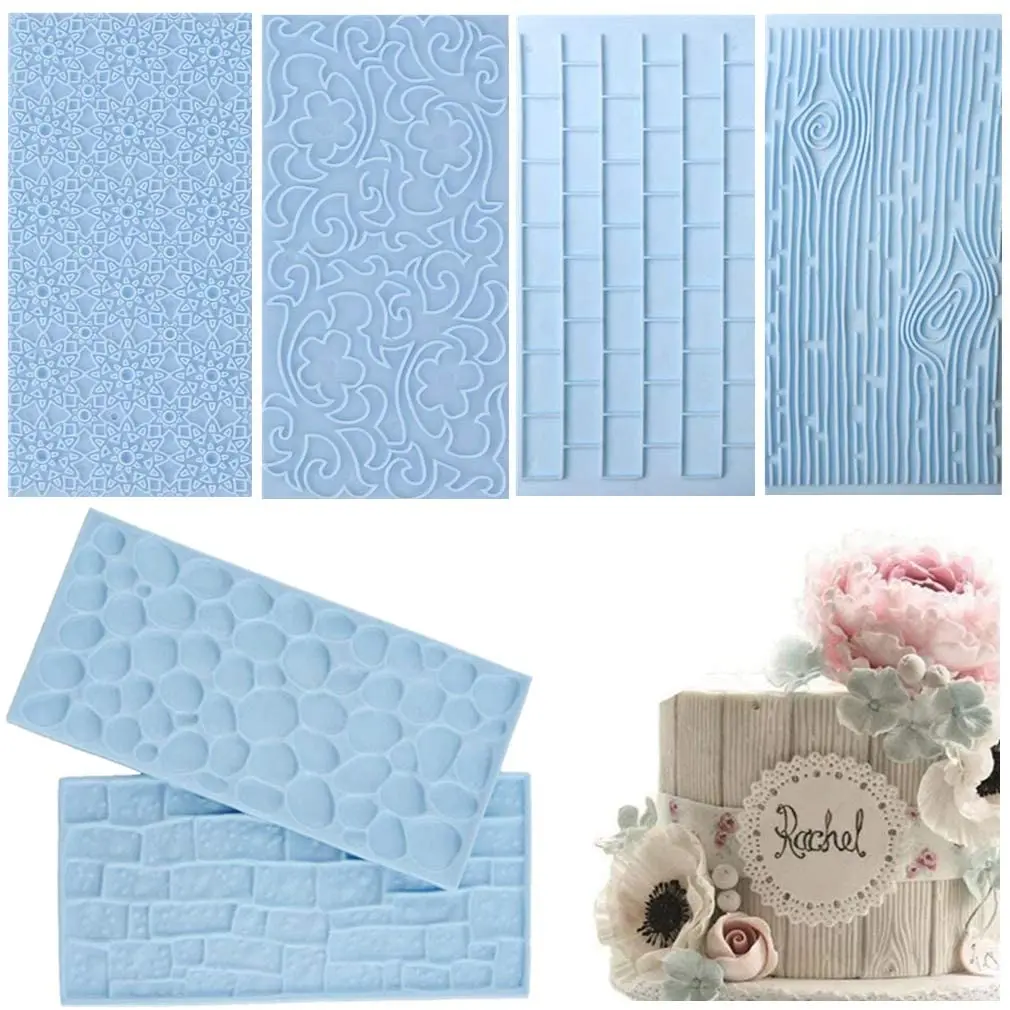 Набор пресс форм для помадки тисненая древесная кора кирпичная стена цветок