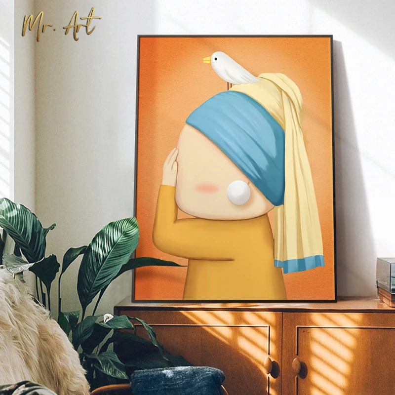 

Nordic Girl Bedroom Decoration Picture Cute Cartoon Girls Canvas Poster Print Modern Painting for Living Room Decor Wall Posters