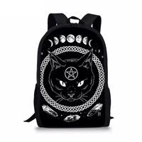 gothic moon phase black cat print large capacity schoolbag for teenager girls 3pcsset school rucksack children backpack