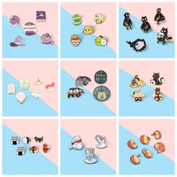 3 6pcssets enamel pin witch cute cats skull accessories brooches punk badges clothes backpack gift for friends jewelry