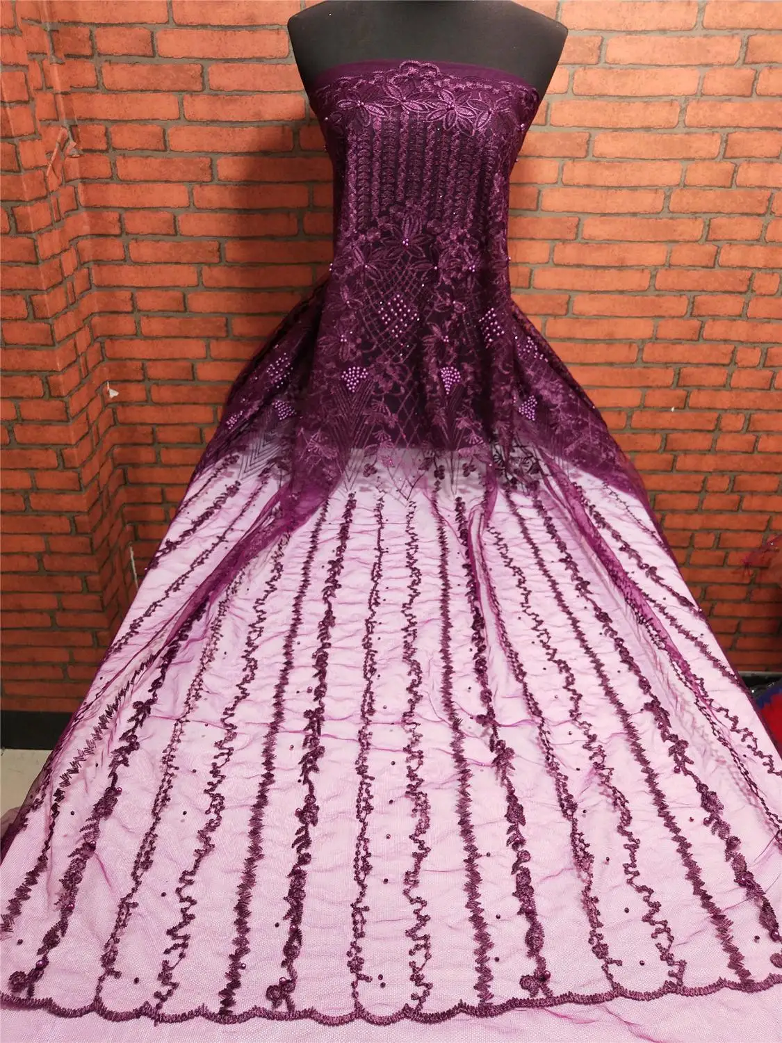 Французская Кружевная Ткань 5 ярдов/партия dhl Королевский синий камни бисер ткани