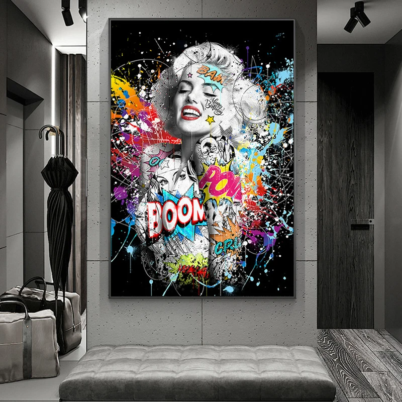 

Graffiti Art Marilyn Sexy Portrait Canvas Painting Pop Art Poster Modern Art Prints Wall Pictures Street Art for Home Decoration