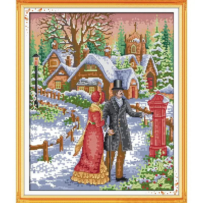 Набор для вышивки пар ходьба по снегу 11CT 14CT|cross stitch kits|stitching kit cross stitchembroidery diy |