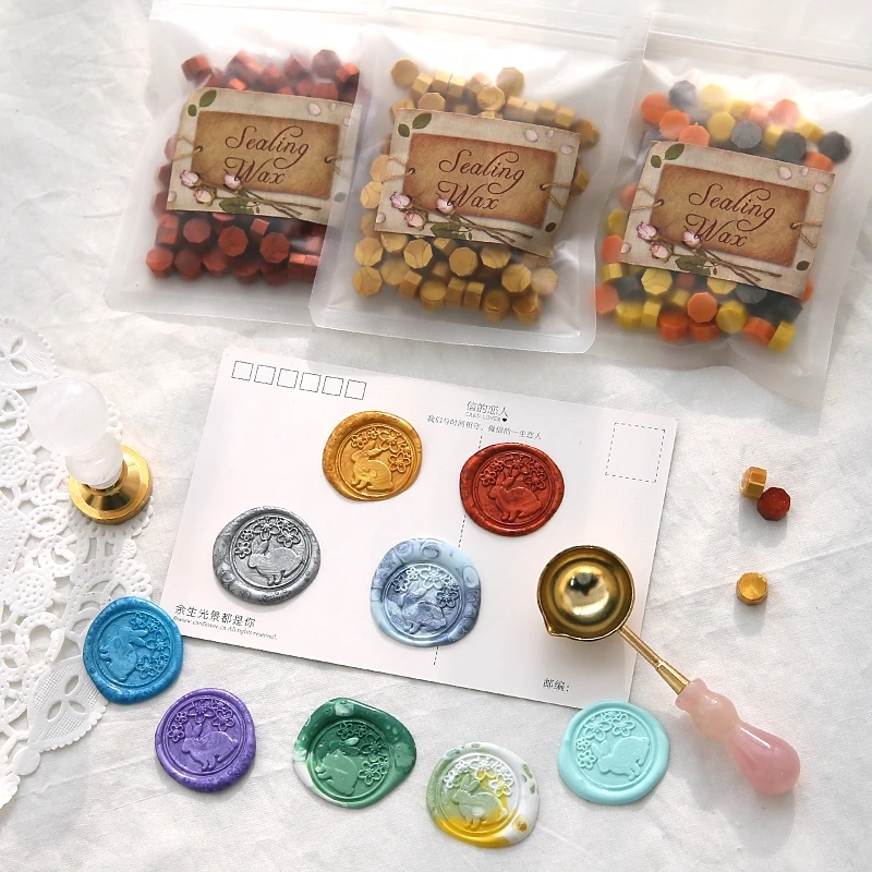 100 Pieces Retro Octagon Sealing Wax Beads for Wedding Vintage Craft Decor Card Making - XJ23, Wax Seal Stamp Tools image 2