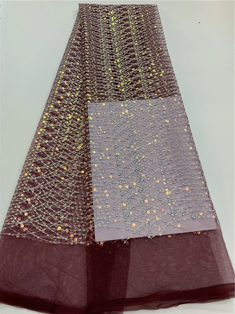 

Wine African Lace Fabric 2021 High Quality net Lace Nigerian Tulle Lace Fabrics Sewing French Lace Fabric