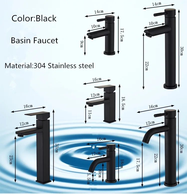 

Bathroom Basin Faucet Black Baking 304 Stainless Steel Sink Mixer Tap Hot & Cold Sink Faucet Bathroom Lavotory Faucet