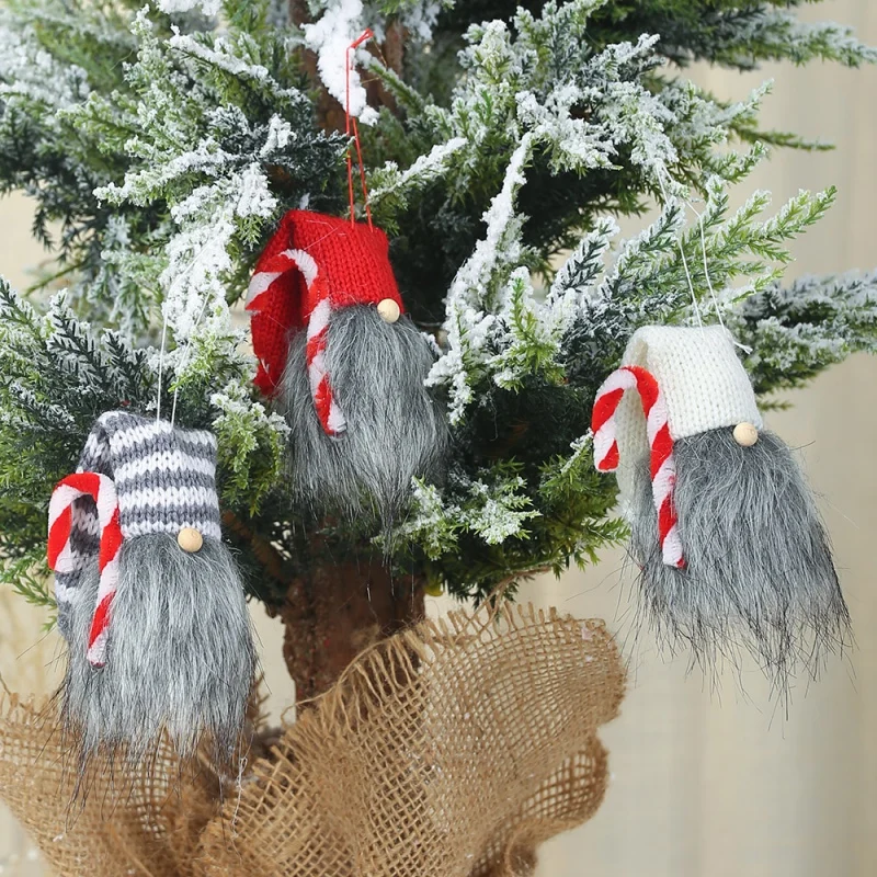 

New Various Chirstmas Santa Gnome Doll Plush Cotton Cute Ornaments Soft Christmas Cartoon Tied Beard Nordic Elf Figurine