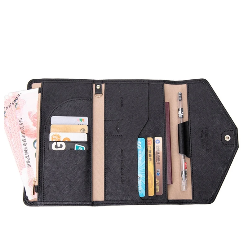 

Multi-purpose Rfid Blocking Travel Passport Wallet Tri-fold Document Organizer Card Holder for Women Girls Y1AC
