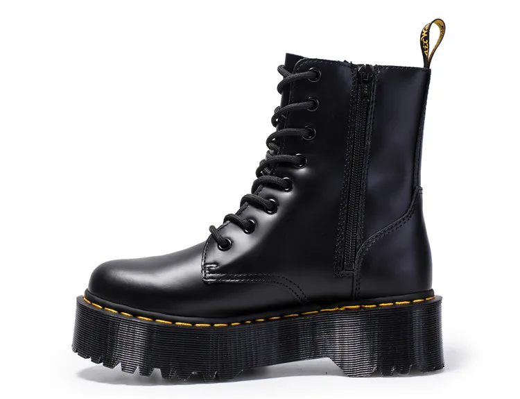 Size34-41 женские мотоциклетные ботинки на массивном каблуке; сезон осень; коллекция года; модные армейские ботинки с круглым носком на шнуровке; женская обувь