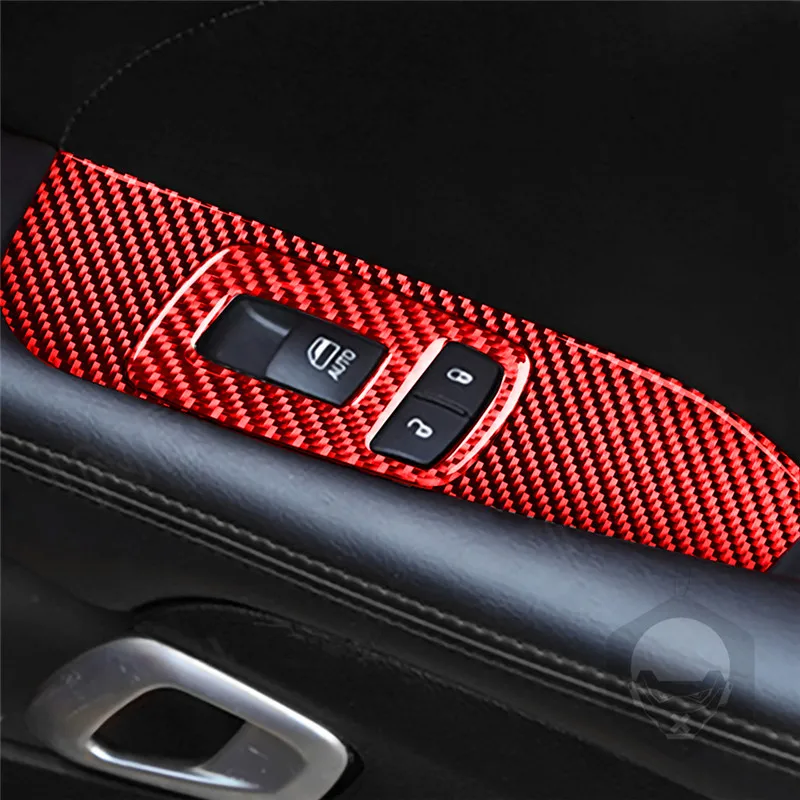 

For Dodge Challenger 2015-2020 Car Window Control Button Panel Frame Trim Decal Carbon Fiber Sticker Styling Accessories