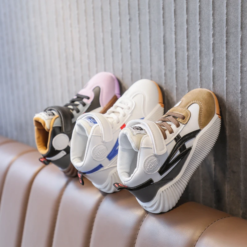 

New Student Sports Boots Kids Shoes Children Boys Girls Sneakers Rubber Sole Leather Soild Running Shoes 26-36 Child Boots