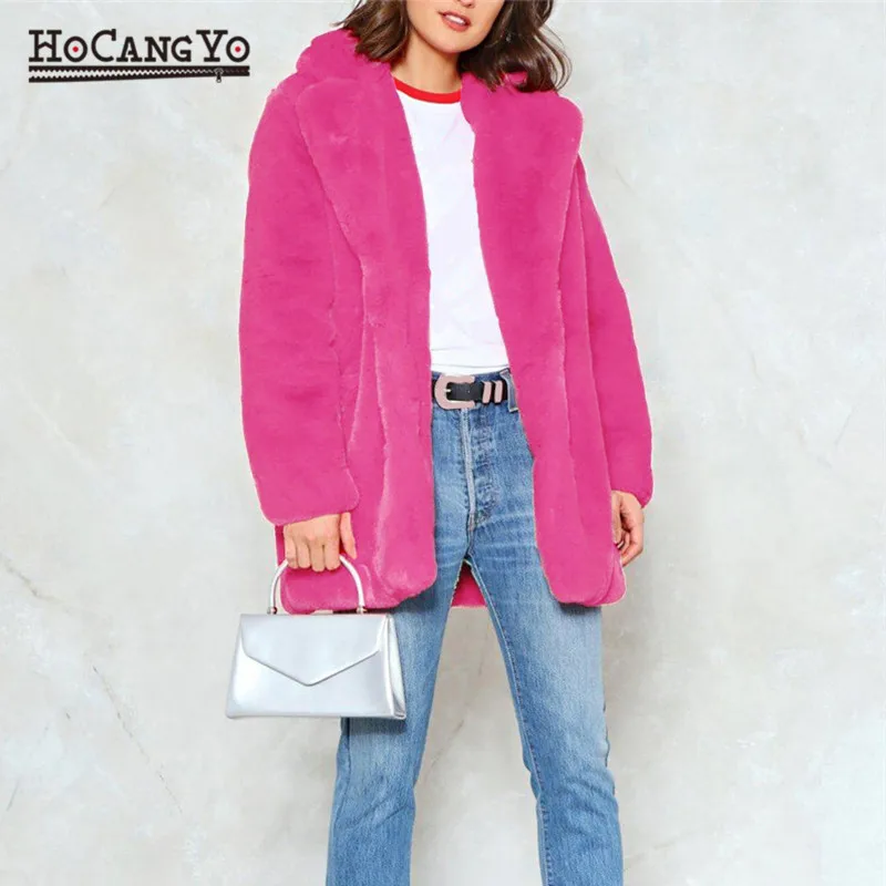 Модное зимнее женское пальто из искусственного меха большие размеры 3XL