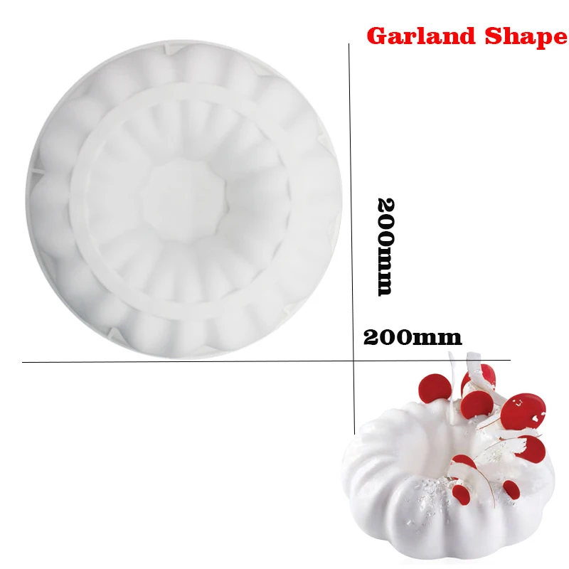 garland shape Больше форм силиконовая форма для торта круглая форма для пончиков мусс форма для десерта форма для выпечки формы для украшения торта инструменты BPA бесплатно - Цвет: garland shape