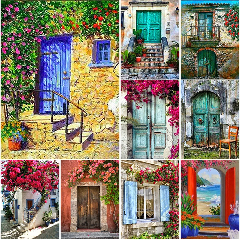 

DIY 5D Diamond Painting Full Round Drill Door Photo Rhinestones Embroidery Beads Sets Cross Stitch Kit Wall Art Decor