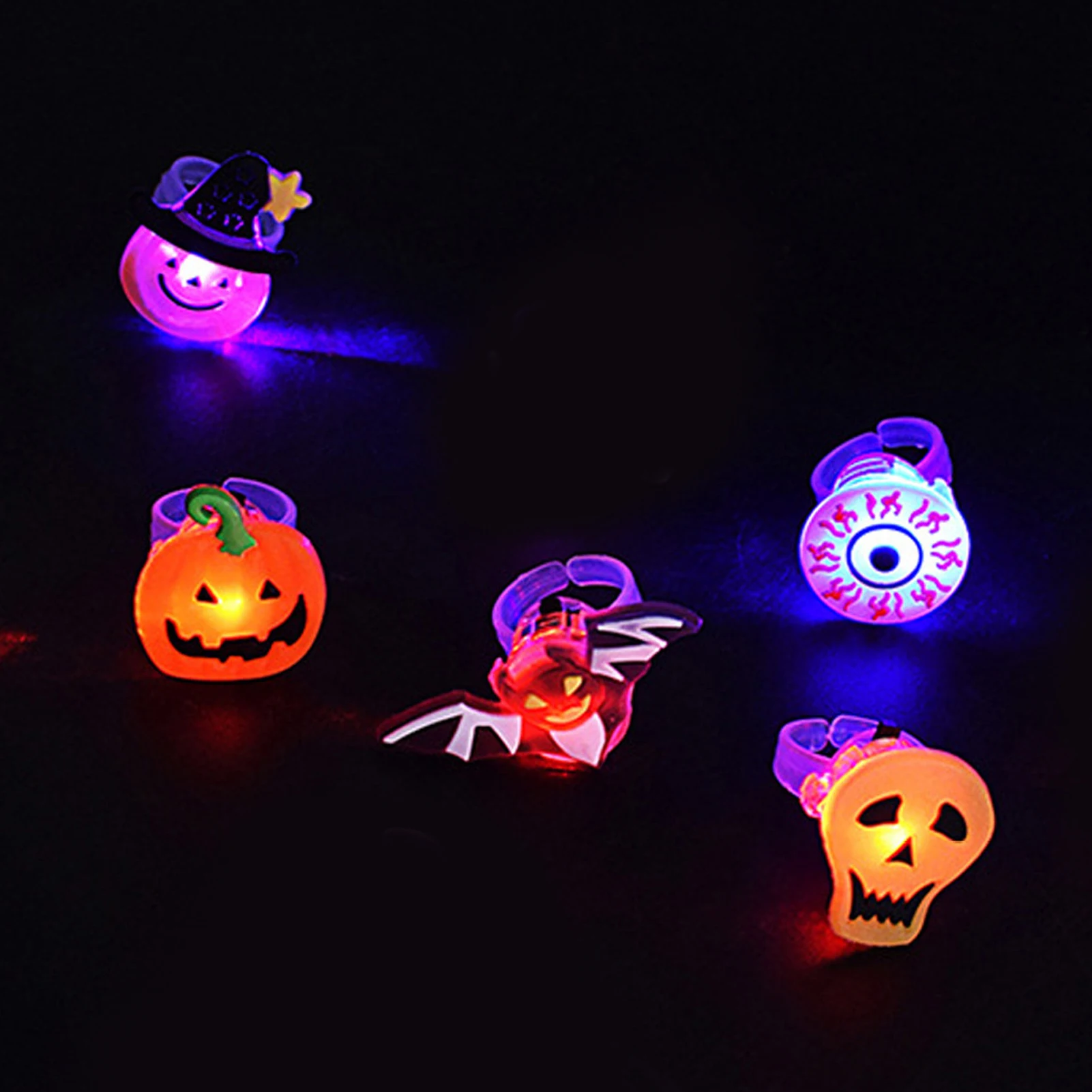 

50 Pieces Halloween Christmas LED Flash Luminous Rings Kids Toys Party Supplies Glowing Small Ring For Children Kids Boys Girls