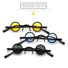 Солнцезащитные очки в круглой оправе UV400 для мужчин и женщин, небольшие, в металлической оправе, в стиле панк, винтажные, для вождения, с черными линзами, 1 шт.