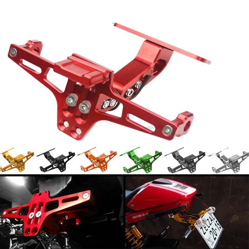

Motorcycle Rear License Plate Holder &LED Light Mount Bracket Universal
