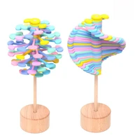 wooden colorful lollipop magic rotating toy color leaf revolving rod color disc revolving rod stress relief wand