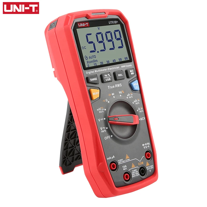 UNI T UT61B + блок мультиметр Цифровой 6000 отсчетов ЖК дисплей DC AC 1000V True RMS Авто Диапазон