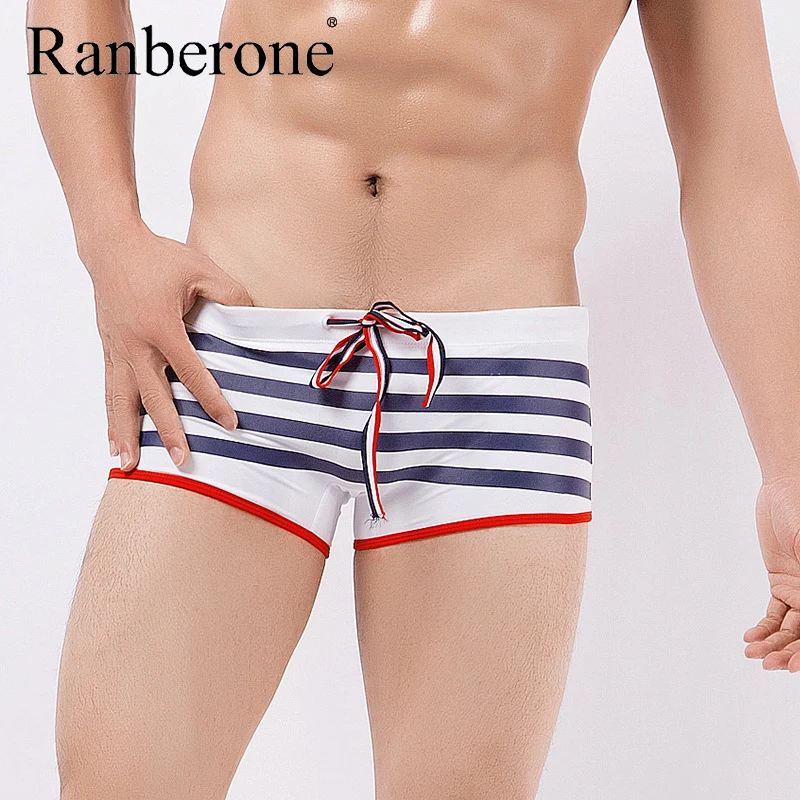 Man Swimwear Surfing Beach Pants Boxer Stripe Men's Swimming Trunks Sexy Shorts Swim Briefs Boxers Sports Suit Swimsuit Boy