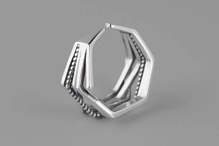 DreamySky Bijoux Boho 925 пробы серебряные геометрические кольца оригинальной формы для женщин Подарки большие Регулируемые кольца на палец