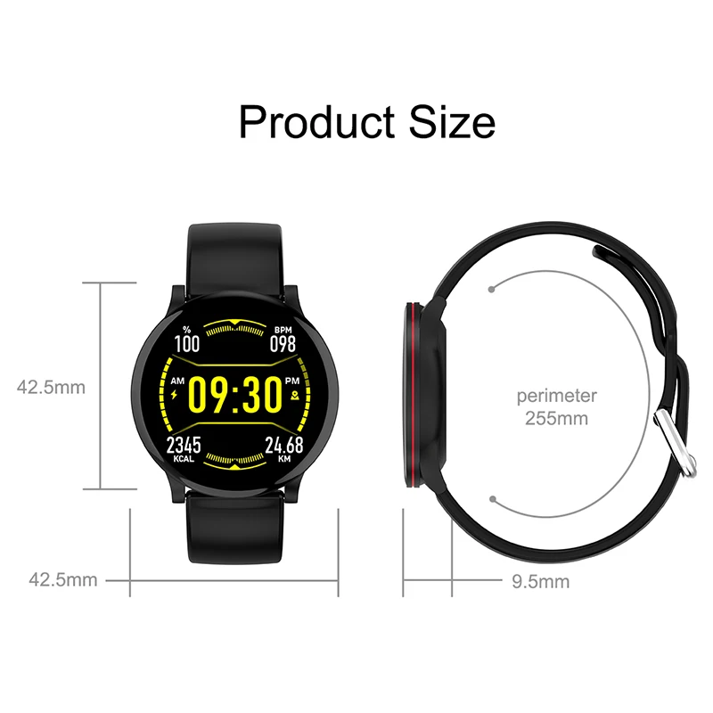 W9 Full Screen Touch Men Sport Pedometer Smart Watch IP68 Waterproof Fitness Tracker Heart Rate Monitor Women Clock Smartwatch |