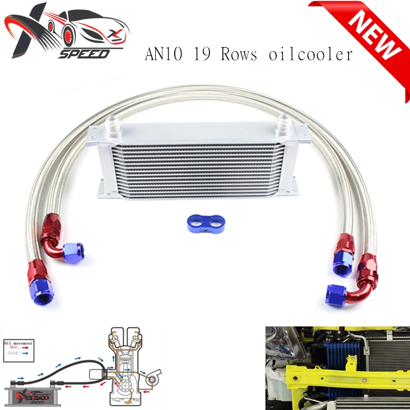 

Universal 19 row oil cooler AN10 19 rows engine radiator + oil cooler hose XXUOL19-2BK/SL