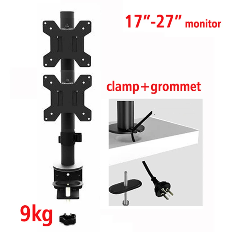 DL-MD6802 Desktop17-27" clamp grommet base 100mm LCD LED double Monitor desktop Holder Arm Full Motion tv mount Loading 9 kgs |