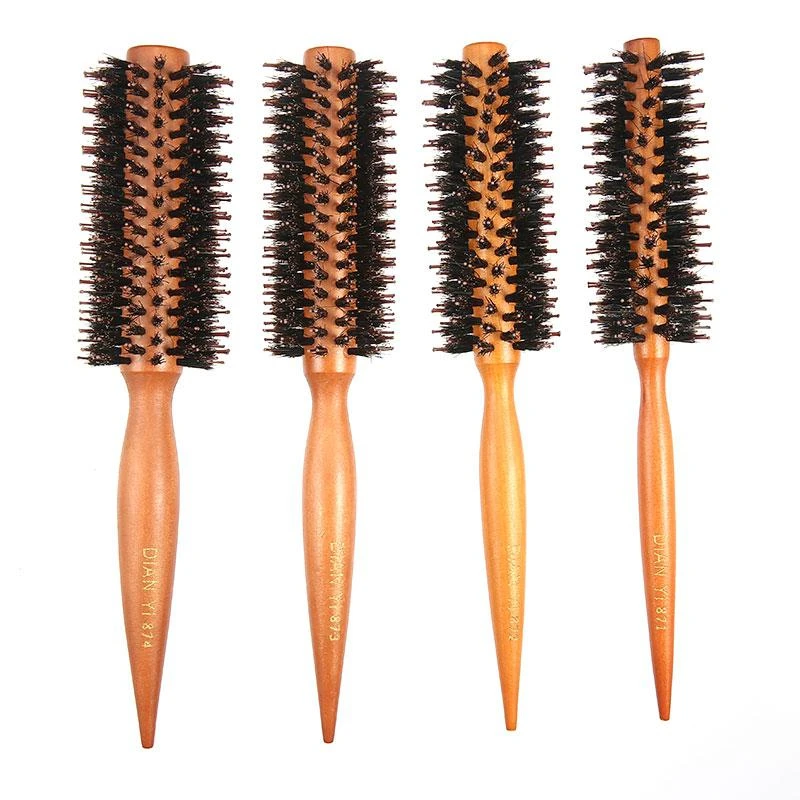 Круглая щетка для волос расческа Антистатическая кудрявая натуральная щетина